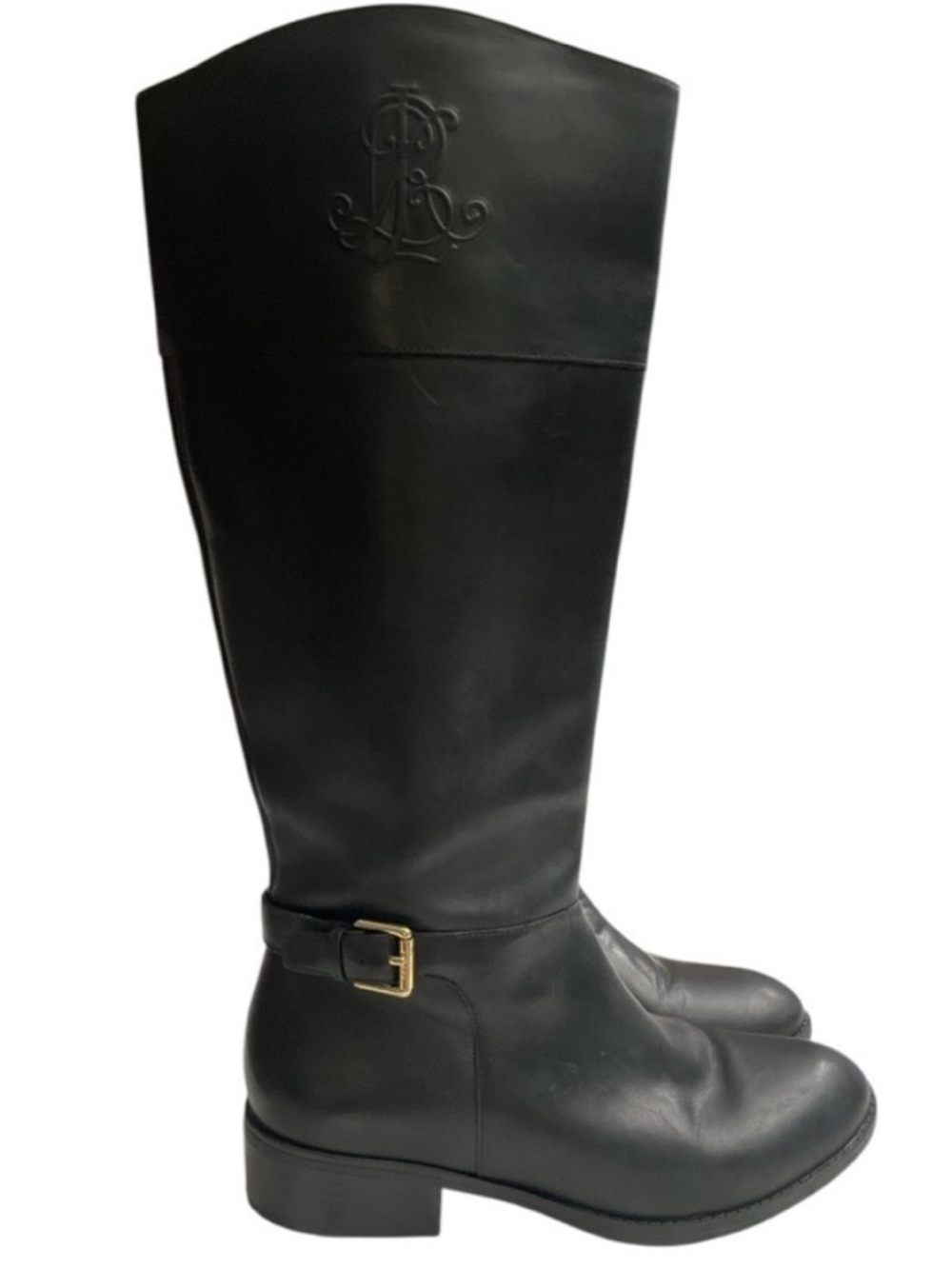 Lauren Ralph Lauren Madisen Riding Boots In Black Leather Size 9B - Picture 6 of 9